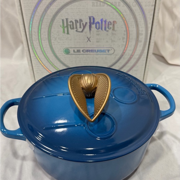 Le Creuset Blue Dutch Oven with Cream Lid